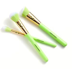 Slmissglam 3-Piece Green Brush Set - Round Blusher- Contour - Blending Brushes
